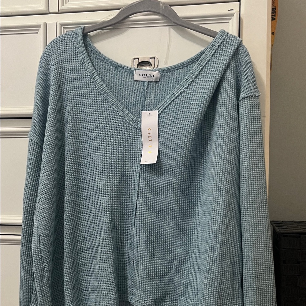 Gilli Teal V-Neck Sweater